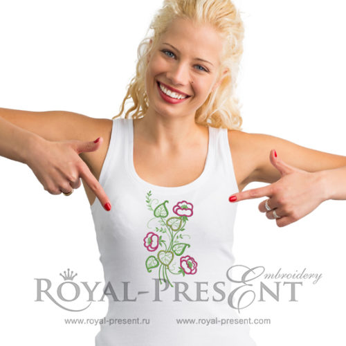 Дизайн машинной вышивки бесплатно Контурные цветы