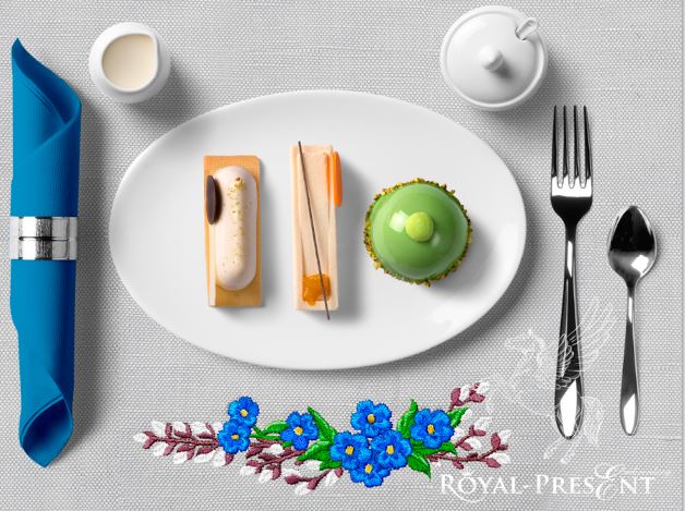 Дизайн машинной вышивки Бордюр незабудки и верба