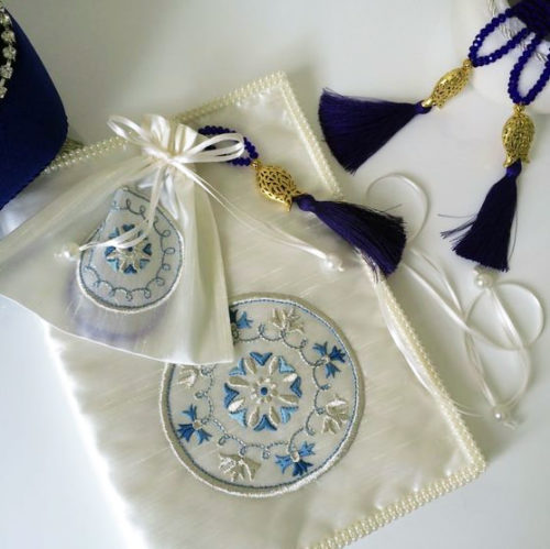 Дизайны машинной вышивки Восточный Синий орнамент