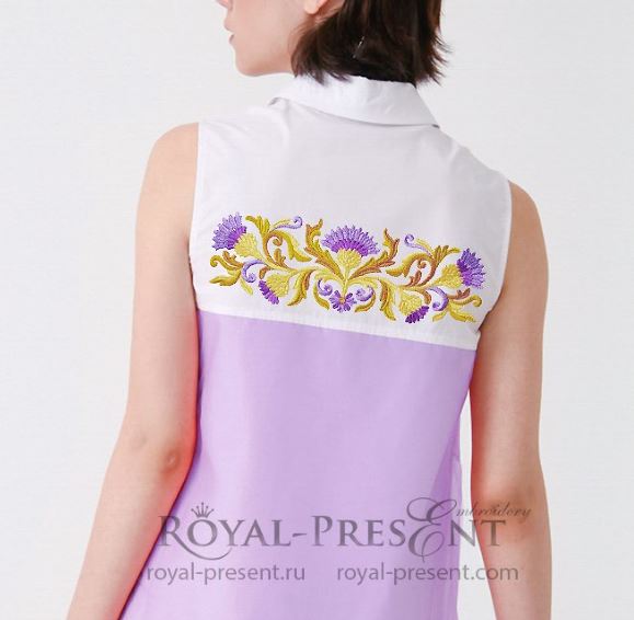 Дизайн машинной вышивки Золотые Чертополохи