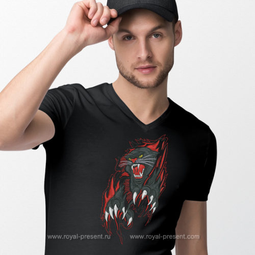 Дизайн машинной вышивки Черная пантера