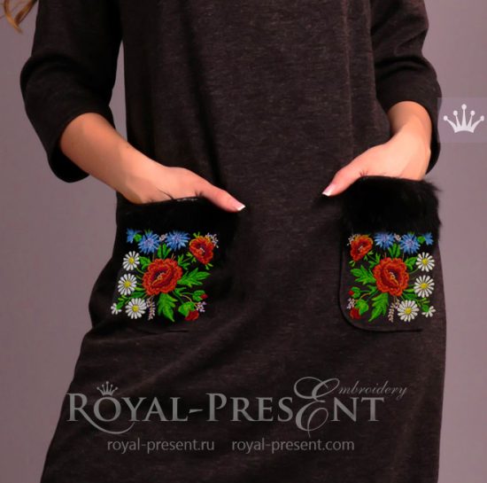 Дизайн машинной вышивки Эстонский узор с маками