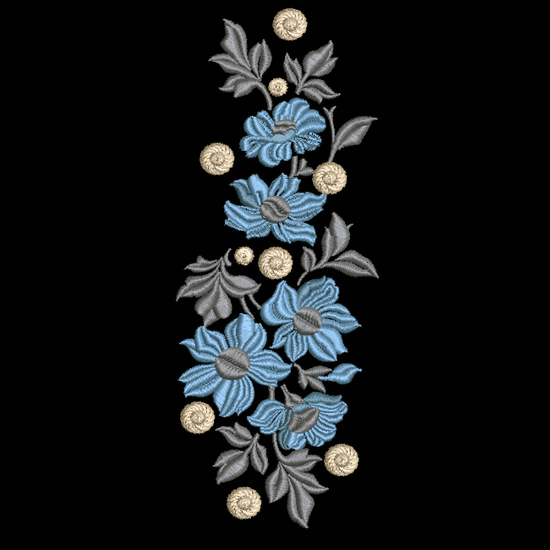 Дизайн машинной вышивки Красивые голубые цветы