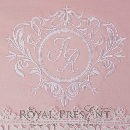 Дизайн машинной вышивки Элегантный цветочная рамка для монограммы для одной или двух букв