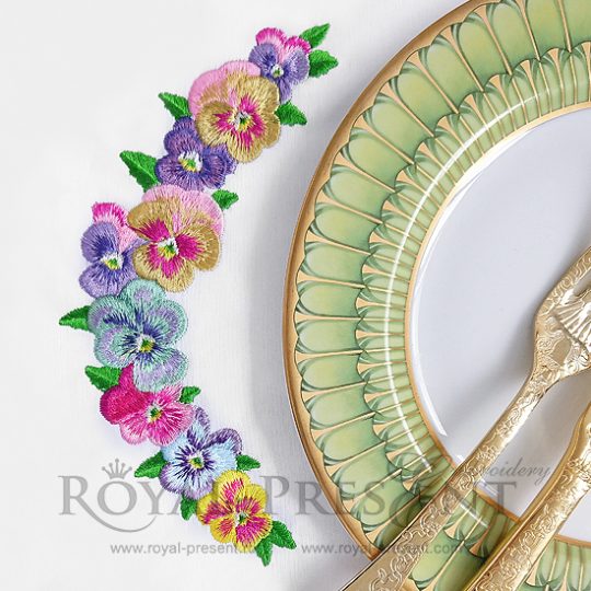 Дизайн машинной вышивки Гирлянда Анютины глазки