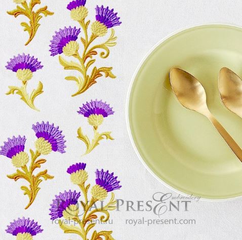 Золотые Чертополохи Три дизайна для машинной вышивки