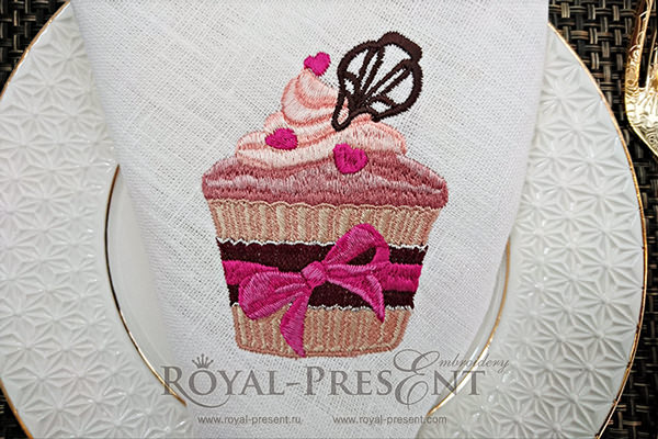 Дизайн машинной вышивки Кекс влюбленных