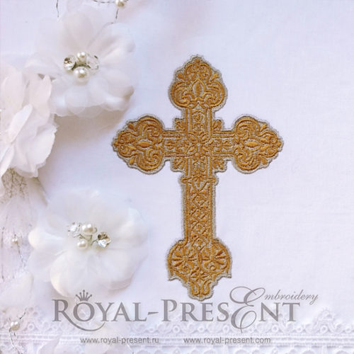 Дизайн машинной вышивки Красивый декоративный крест