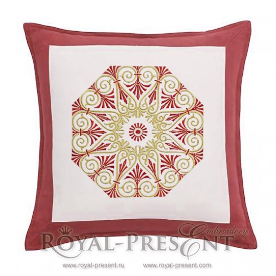 Дизайн для машинной вышивки Орнамент с красным - 2 размера