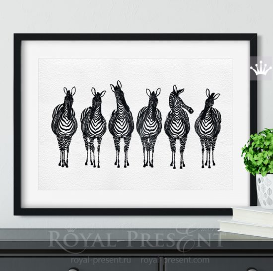 Дизайны машинной вышивки Зебры