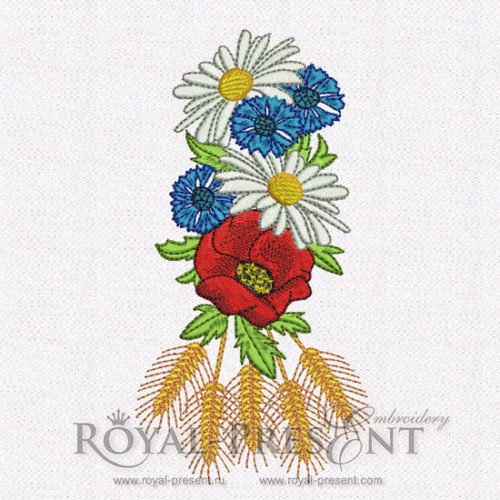 Дизайн машинной вышивки Маки букет