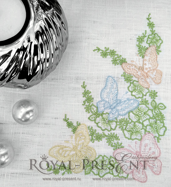 Ажурный дизайн машинной вышивки бабочки