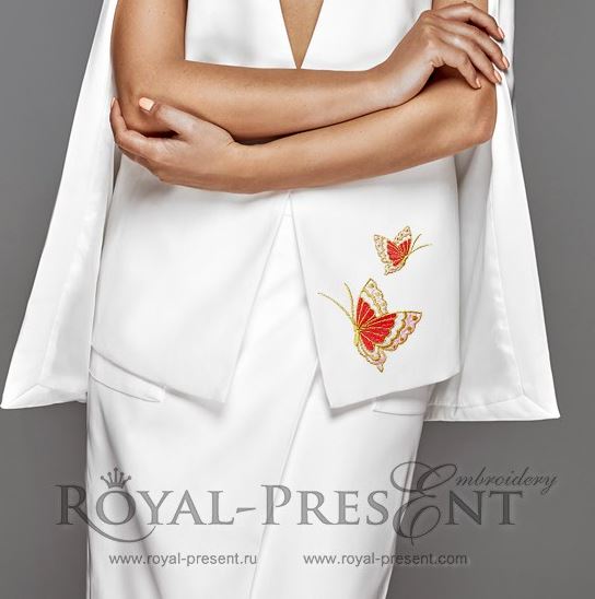 Дизайн машинной вышивки Изящная Бабочка - 2 размера