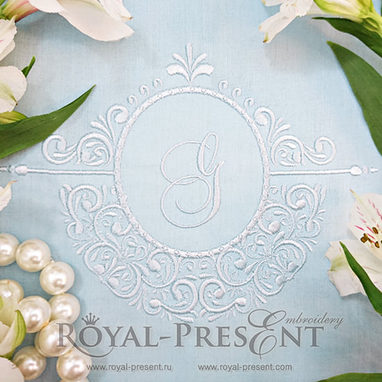 Дизайн машинной вышивки Обрамление для монограммы - 2 размера