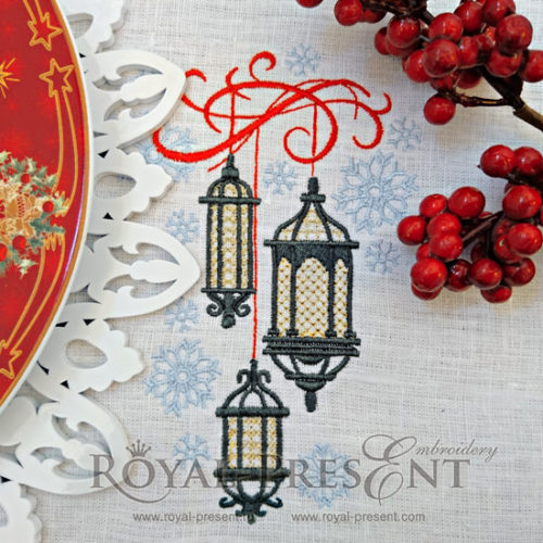 Дизайн машинной вышивки Рождественские фонарики