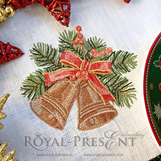 Дизайн машинной вышивки Новогодние колокольчики