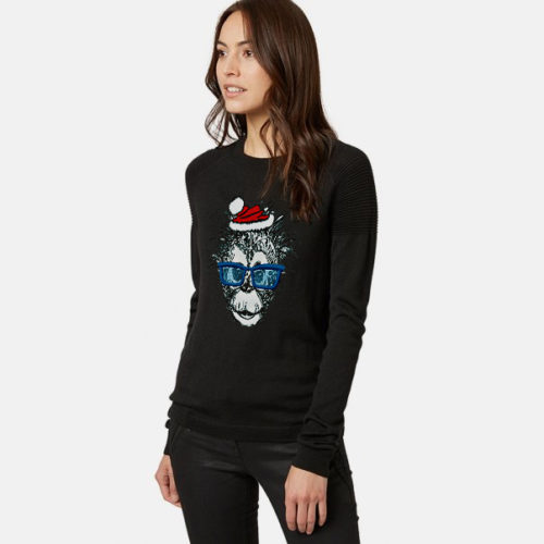 Дизайн машинной вышивки Новогодняя мартышка в очках