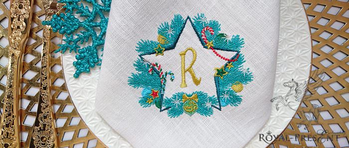 Дизайн машинной вышивки Новогодняя звезда для монограммы