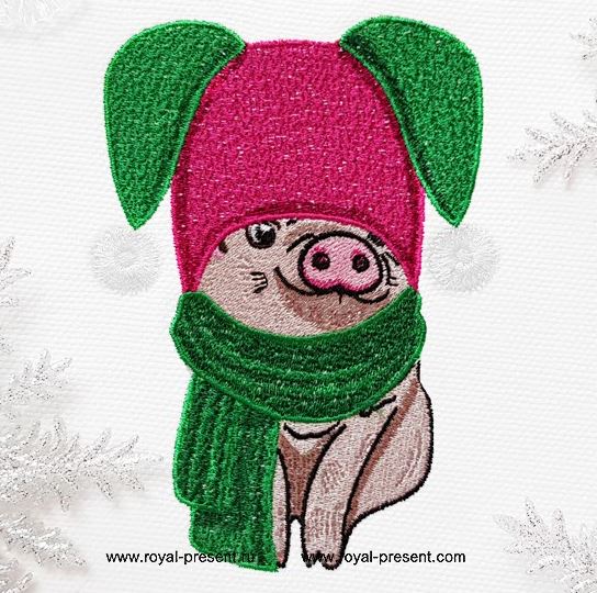 Дизайн машинной вышивки Новогодний Поросенок