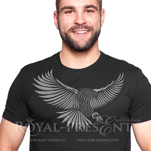 Дизайн для машинной вышивки Серый орел - 3 размера