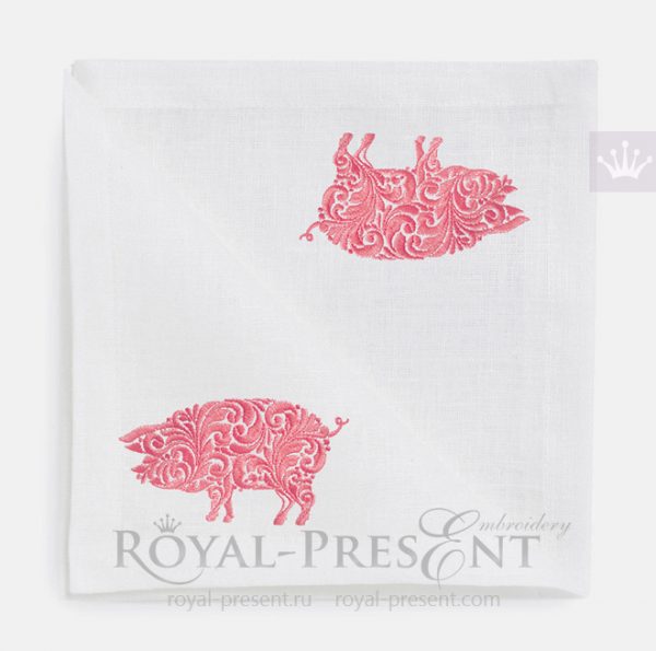 Дизайн машинной вышивки Орнаментальная Свинья