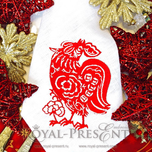 Дизайн машинной вышивки Петух в китайском стиле