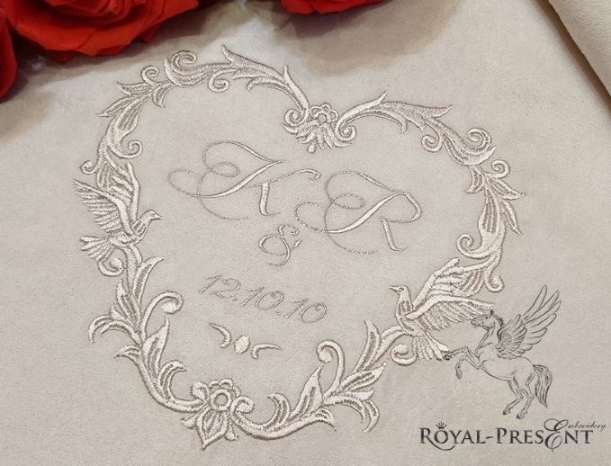 Дизайн машинной вышивки Обрамление для свадебной монограммы