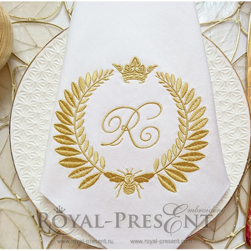 Дизайн машинной вышивки Обрамление Пчела Наполеона для монограммы