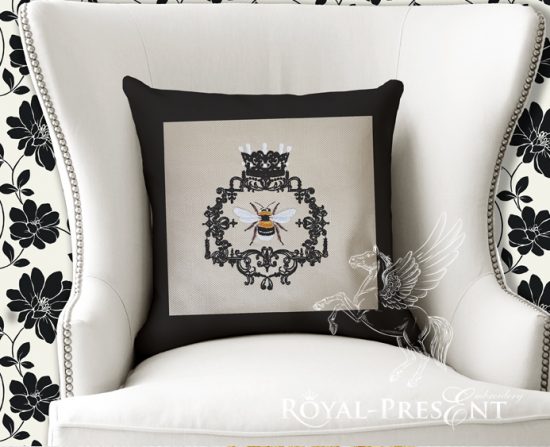 Дизайн машинной вышивки Винтажная Рамка с пчелой