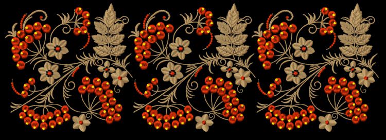 Дизайн машинной вышивки Орнамент хохлома Рябина