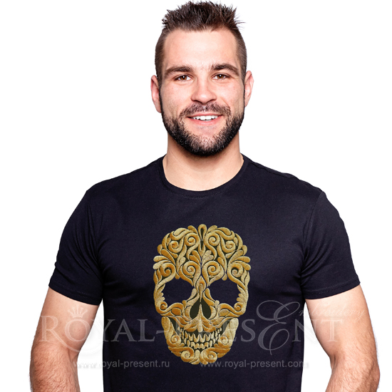 Дизайн машинной вышивки Орнаментальный череп 3 размера