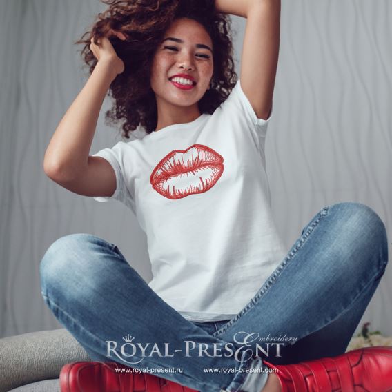 Дизайн машинной вышивки Контурные Губы