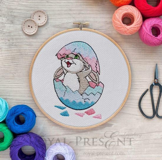 Дизайн машинной вышивки Пасхальный кролик