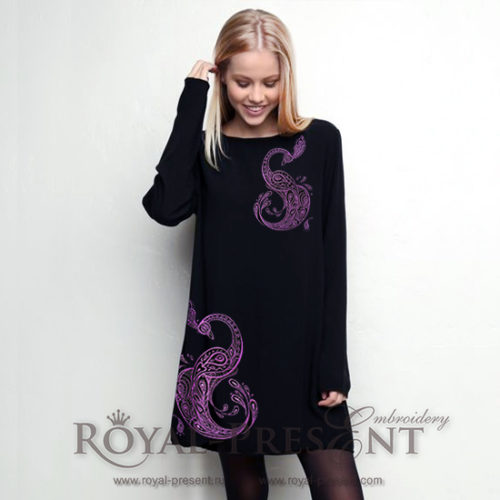 Дизайн для машинной вышивки Орнаментальный павлин