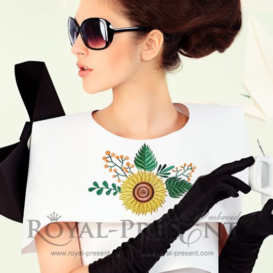 Дизайн машинной вышивки Подсолнух - 2 размера