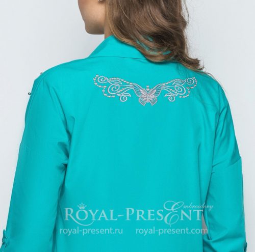 Бесплатный Дизайн машинной вышивки Бабочка в тату стиле