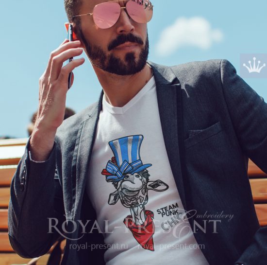 Дизайн для машинной вышивки Жираф в шляпе