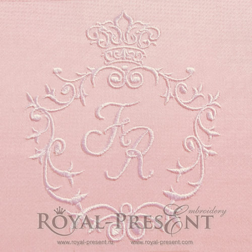 Обрамление для монограммы с короной Дизайн машинной вышивки