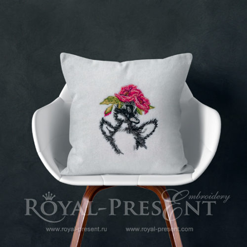 Дизайн машинной вышивки Утенок с маками - 3 размера