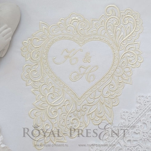 Дизайн машинной вышивки Рамка монограммы Сердце