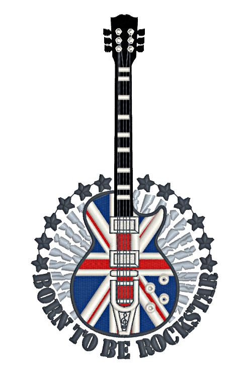 Дизайн машинной вышивки Рожден быть Рок Звездой