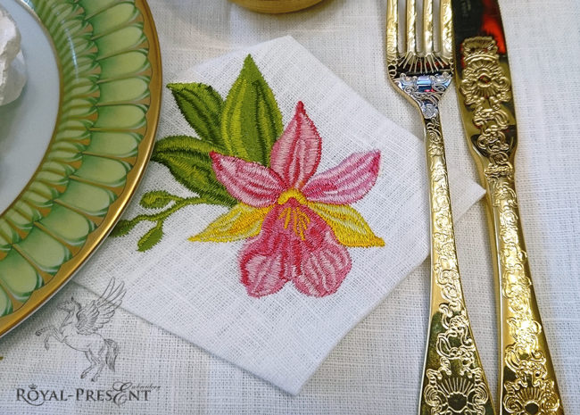 Дизайн машинной вышивки Розовая орхидея