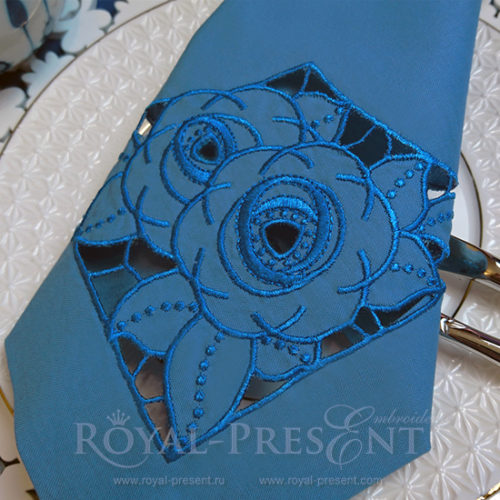 Дизайн машинной вышивки Розы ришелье угол