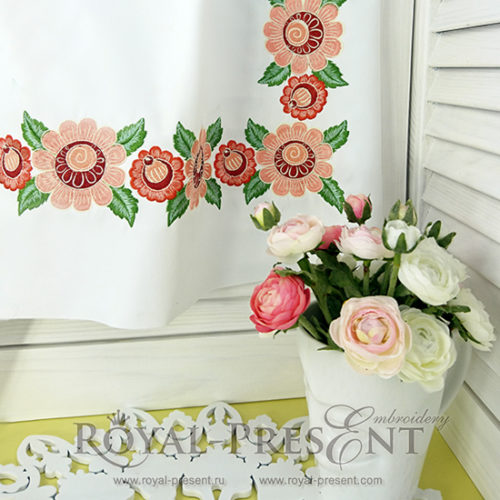 Дизайн машинной вышивки Русский фольклорный декор для бордюра