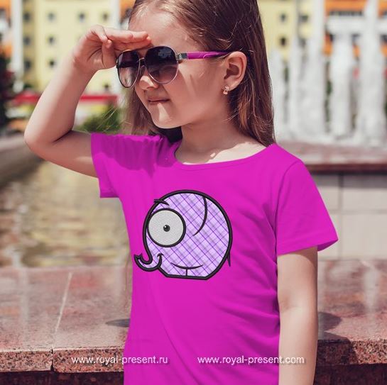 Дизайн машинной вышивки с аппликацией Слоник