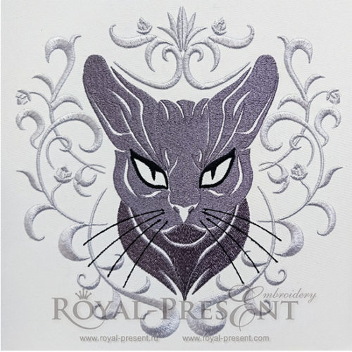 Дизайн машинной вышивки Серый кот