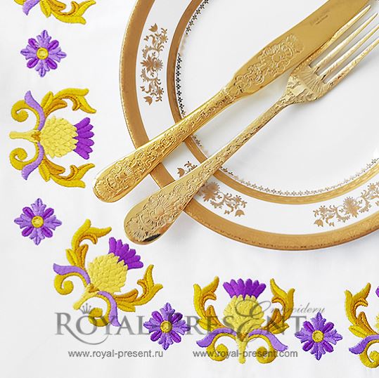 Золотые Чертополохи Два Узора для машинной вышивки