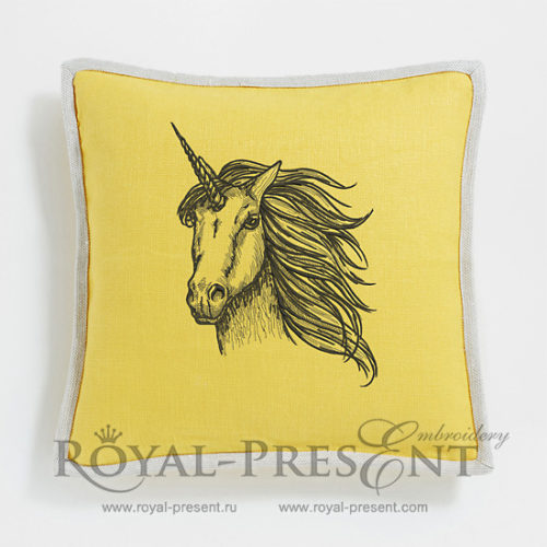 Дизайн машинной вышивки Единорог - 4 размера