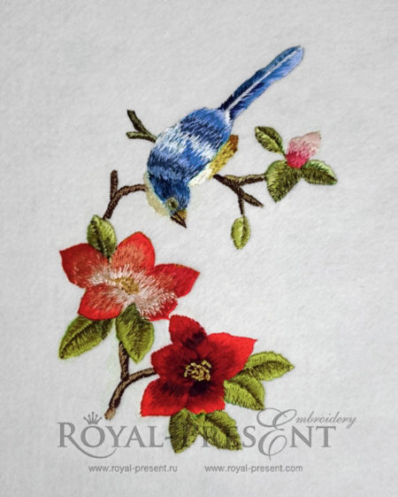 Дизайн машинной вышивки теневой гладью Синий Редбрист