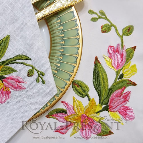 Дизайн машинной вышивки Тропические орхидеи